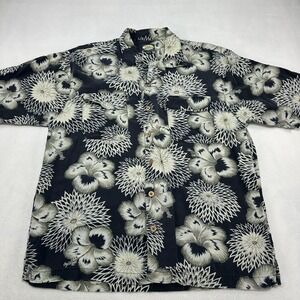 Tommy Bahama Shirt Mens Medium Blue Floral Short Sleeve Button Up Hawaiian Camp